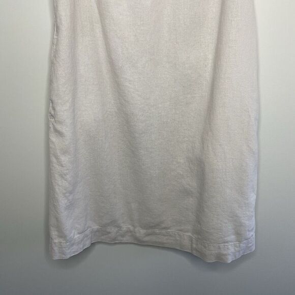 J.CREW Mini Dress Women 2 Beige Linen Blend Sleeveless Shift Pockets CA406 - Picture 6 of 14